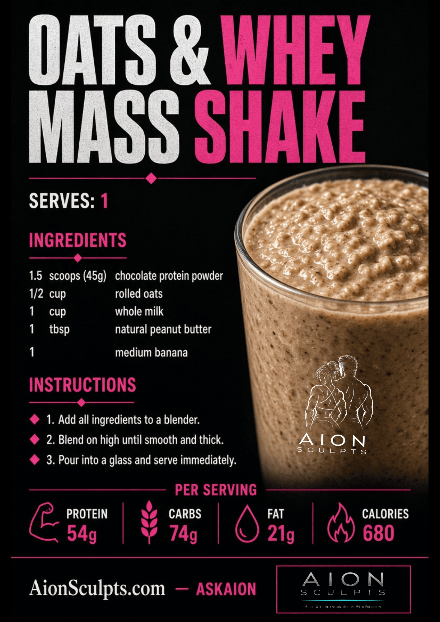 Oats & Whey Mass Shake recipe card