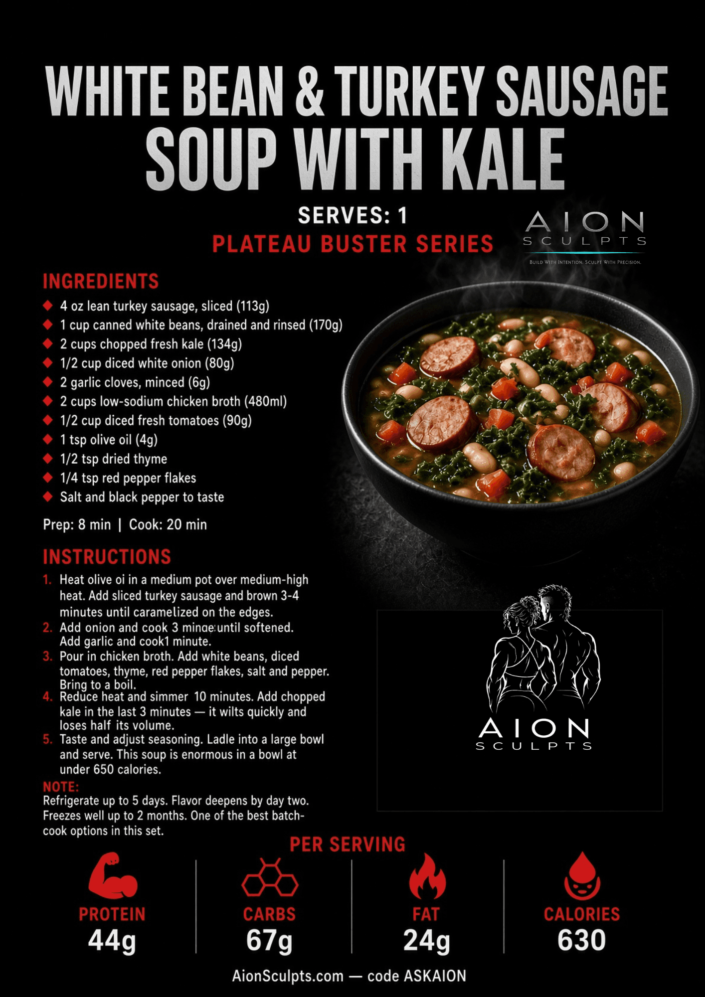 White Bean & Turkey Sausage Soup with Kale