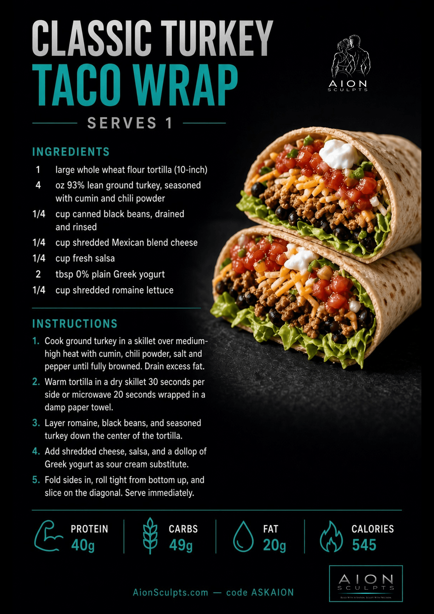 Classic Turkey Taco Wrap recipe card