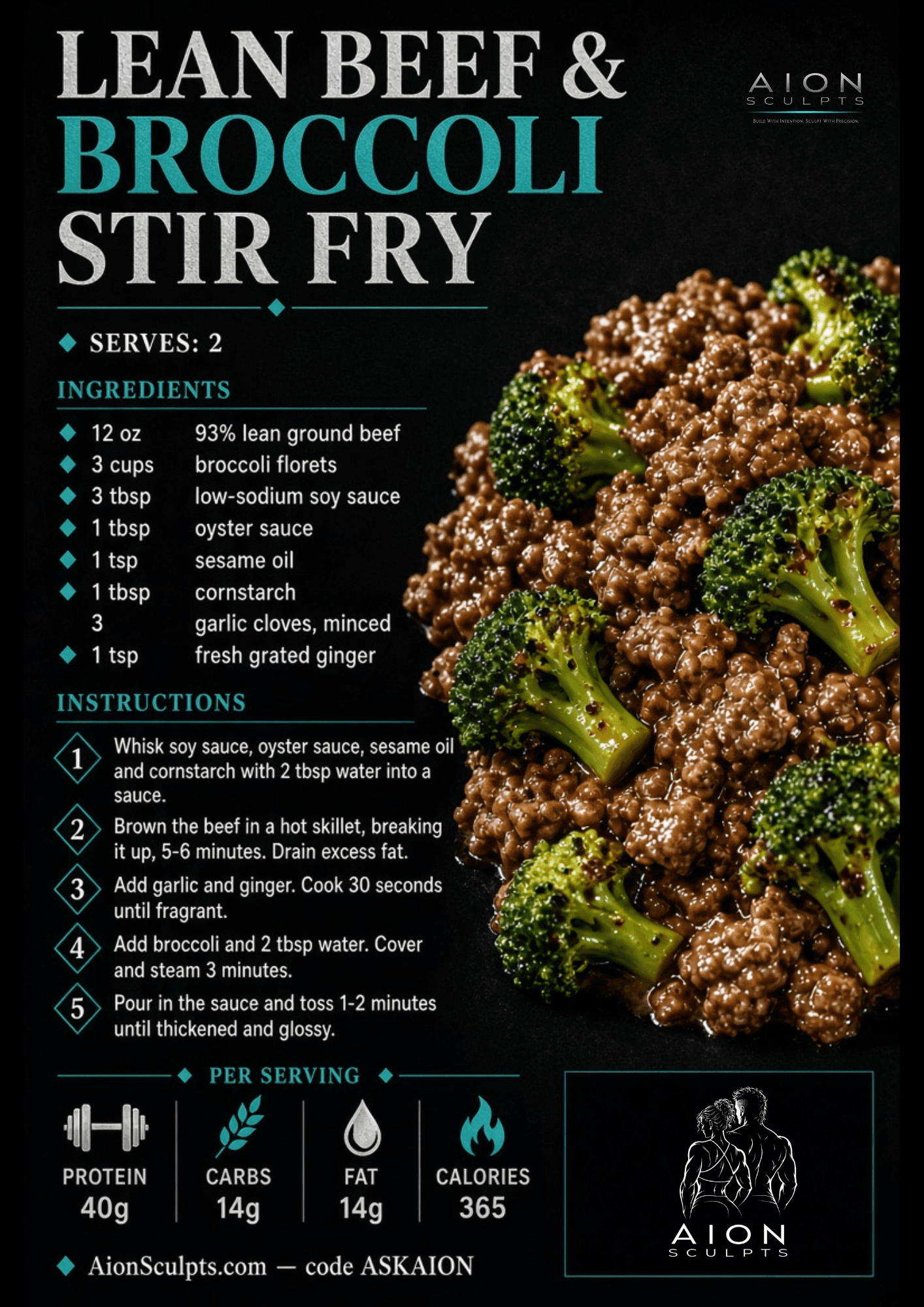 Lean Beef & Broccoli Stir Fry recipe card